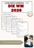 Vorschau - Arbeitsblätter - Leseverständnis -1- WM - Deutsch, 3 Differenzierungen, editierbar, mit Lösungen - Deckblatt