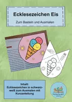 Vorschau - Mal- und Bastelvorlagen - Sommer Lesezeichen Ecke Eis - Deckblatt