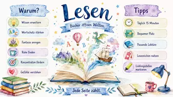 Vorschau - Arbeitsblätter - AB mit Fragen zum Thema "Lesen" + Lösungsblatt - Seite 1