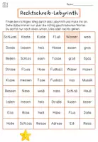 Vorschau - Arbeitsblätter - Rechtschreib-Labyrinth s, ss oder ß | Deutsch 3.-4. Klasse | Rechtschreibung - Seite 1