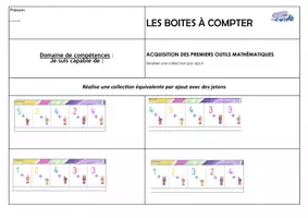 Aperçu - Apprentissages en autonomie - fiche de suivi Boite à compter ajout d'élément jusqu'6 - Page 1