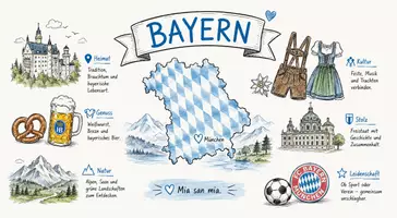 Vorschau - Arbeitsblätter - AB mit Fragen zum Thema "Bayern" + Lösungsblatt + Mindmap + Infografik - Seite 1
