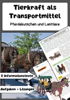Vorschau - Arbeitsblätter - Tierkraft als Transportmittel: Pferdekutschen & Lasttiere - Deckblatt