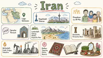 Vorschau - Arbeitsblätter - AB mit Fragen zum Thema "Iran" + Lösungsblatt + Infografik - Seite 1
