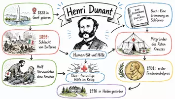 Vorschau - Arbeitsblätter - AB mit Fragen zum Thema "Henri Dunant" + Lösungsblatt + Infografik - Seite 1