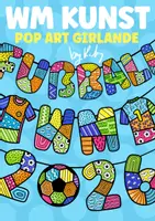Vorschau - Mal- und Bastelvorlagen - Fußball WM 2026 - Kooperative Pop Art Girlande zum Malen & Basteln - Deckblatt