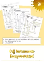 Vorschau - Arbeitsblätter - Kreuzworträtsel Orff-Instrumente (Musik) - Deckblatt