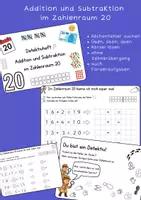 Vorschau - Arbeitsblätter - Addition Subtraktion Übungsheft Zahlenraum 20 Selbstlernen - Deckblatt