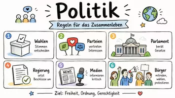 Vorschau - Arbeitsblätter - Lernposter + Arbeitsblätter zum Thema "Politik" + Lösung & MP3 + Mindmap + Infografik - Seite 2