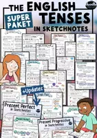 Vorschau - Arbeitsblätter - English Tenses in Sketchnotes - XXL Paket Englische Zeiten / Englischunterricht - Deckblatt