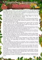 Vorschau - Arbeitsblätter - Tropischer Regenwald - Zerstörung des Regenwaldes - Deckblatt