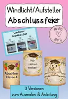 Vorschau - Mal- und Bastelvorlagen - Abschlussfeier Klasse 4 Windlicht & Aufsteller – Abschied Grundschule - Deckblatt
