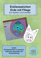 Vorschau - Mal- und Bastelvorlagen - Earth Day Lesezeichen Ecke / Erde mit Hut und Fliege - Deckblatt