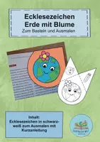 Vorschau - Mal- und Bastelvorlagen - Erde Lesezeichen Ecke / Earth Day / Erde mit Blume - Deckblatt