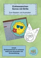 Vorschau - Mal- und Bastelvorlagen - Sommer Lesezeichen Ecke Sonne mit Brille - Deckblatt
