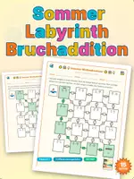 Vorschau - Arbeitsblätter - Bruchaddition Labyrinth Sommer-Matheabenteuer – Brüche Addieren - Deckblatt