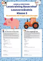 Vorschau - Unterrichtsreihen - Lesetraining Bauernhof – Deutsch Klasse 3 |10 Lesetexte - Deckblatt