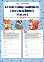 Vorschau - Stundenentwürfe - Lesetraining Waldtiere – Leseverständnis Klasse 3 - Deckblatt