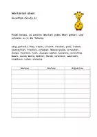 Vorschau - Arbeitsblätter - Wortarten Giraffen - Nomen, Verben, Adjektive üben - Deckblatt