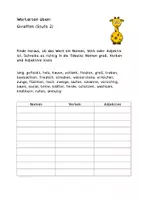 Vorschau - Arbeitsblätter - Wortarten Giraffen - Nomen, Verben, Adjektive üben - Seite 1