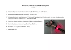 Vorschau - Arbeitsblätter - Reflexionsgesetz - Arbeitsblatt & Experimentieranleitung - Seite 1