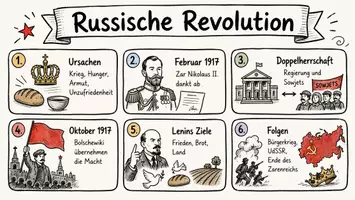 Vorschau - Arbeitsblätter - Arbeitsblatt "Russische Revolution" + Onlineübung & MP3 + Infografik - Seite 1