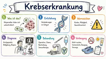 Vorschau - Arbeitsblätter - AB mit Fragen zum Thema "Krebs (Krankheit)" + Lösungsblatt + Mindmap + Infografik - Seite 1