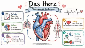 Vorschau - Arbeitsblätter - AB mit Fragen zum Thema "Herz" + Lösungsblatt + Infografik - Seite 1