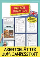 Vorschau - Arbeitsblätter - Englisch Arbeitsblätter Grundschule Klasse 3 & 4 (Jahresstoff) - Deckblatt