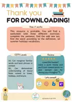 Aperçu - Feuilles d'exercices - Free vocabulary worksheet summer holidays - Page 1