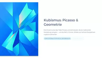 Vorschau - Präsentationen/Tafelbilder - Kubismus & Pablo Picasso – Kunstgeschichte Präsentation mit Bildanalyse | 25 Folien - Deckblatt