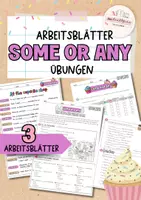 Vorschau - Arbeitsblätter - some and any | 3 Arbeitsblätter im Kontext cupcake shop - Deckblatt