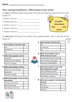 Vorschau - Klassenarbeiten - Klassenarbeit 6. Klasse Englisch mit Hörverstehen - Deckblatt
