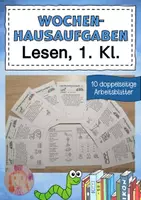 Vorschau - Arbeitsblätter - Wochenhausaufgabe Lesen Sätze Geschichten - Deckblatt