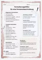 Vorschau - Arbeitsblätter - Personenbeschreibung - Formulierungshilfen & Wortspeicher - Seite 1
