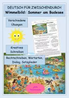 Vorschau - Stundenentwürfe - Wimmelbild: Sommer am Badesee - DEUTSCH FÜR ZWISCHENDURCH - Kreatives Schreiben - Rechtschreibung - Satzglieder - Deckblatt