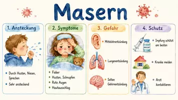 Vorschau - Arbeitsblätter - Arbeitsblatt "Masern" + Onlineübung & MP3 + Infografik - Seite 1