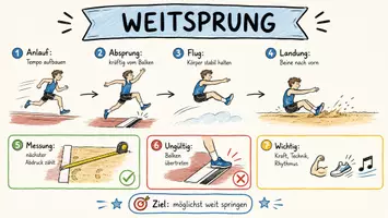 Vorschau - Arbeitsblätter - AB mit Fragen zum Thema "Weitsprung" + Lösungsblatt + Infografik - Seite 1
