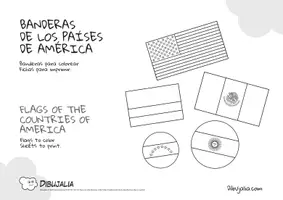 Vista previa - Manualidades / Dibujos para colorear - Banderas de los Países de América para Colorear - página 1