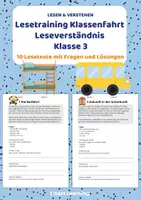 Vorschau - Unterrichtsreihen - Lesetraining Klassenfahrt | Leseverständnis Klasse 3 - Deckblatt