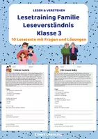 Vorschau - Stundenentwürfe - Lesetraining Familie | Leseverständnis Klasse 3 - Deckblatt