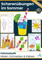 Vorschau - Arbeitsblätter - Scherenübungen Sommer | Feinmotorik zum Schneiden & Kleben - Deckblatt