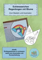 Vorschau - Mal- und Bastelvorlagen - Earth Day Lesezeichen Ecke Regenbogen mit Blume - Deckblatt