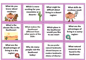 Vorschau - Aufgabenkarten - Conversation cards USA - Around the Southwest 🇺🇸✨ - Seite 1