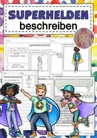 Vorschau - Arbeitsblätter - Bildbeschreibung Superhelden - Deckblatt