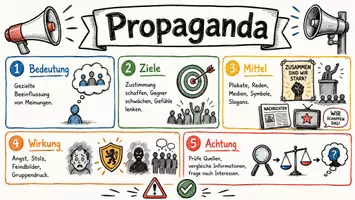 Vorschau - Arbeitsblätter - Lernposter + Arbeitsblätter zum Thema "Propaganda" (Lückentext, Hörverstehen) + Lösung & MP3 + Mindmap + Infografik - Seite 2
