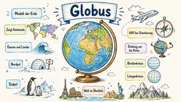 Vorschau - Arbeitsblätter - Arbeitsblätter zum Thema "Globus" (Lückentext, Hörverstehen) + Lösung & MP3 + Mindmap + Infografik - Seite 1
