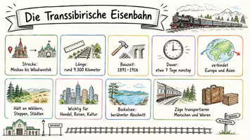 Vorschau - Arbeitsblätter - AB mit Fragen zum Thema "Transsibirische Eisenbahn" + Lösungsblatt + Infografik - Seite 1