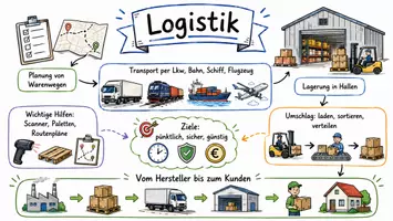 Vorschau - Arbeitsblätter - AB mit Fragen zum Thema "Logistik" + Lösungsblatt + Infografik - Seite 1