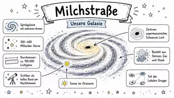 Vorschau - Arbeitsblätter - Lernposter + Arbeitsblätter zum Thema "Milchstraße" + Lösung & MP3 + Mindmap + Infografik - Seite 2